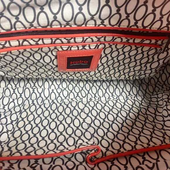 HOBO International Peach Patent Leather Quilted Clutch Tote Handbag - Picture 5 of 8